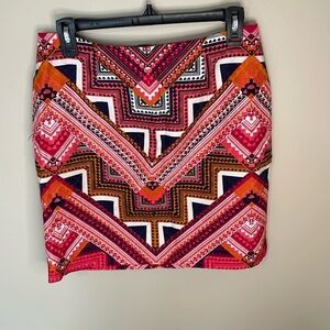 Merona Aztec/geometric Pattern Design Cotton and Lined Pencil Skirt Size 6